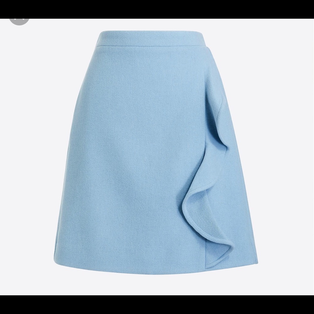 NWT Ruffle-front mini skirt in double-serge wool
